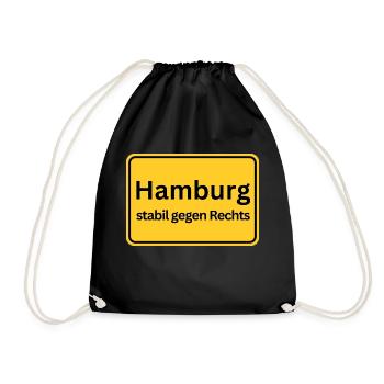 Hamburg stabil gegen Rechts - Turnbeutel - Schwarz - Vorne