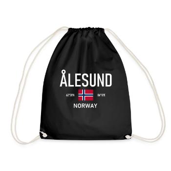 Alesund - Norvège - Coordonnées - Drapeau - Sac de sport léger - noir - Devant