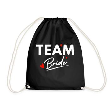 Team Bride Hearts - Brautgeschenk - Turnbeutel - Schwarz - Vorne