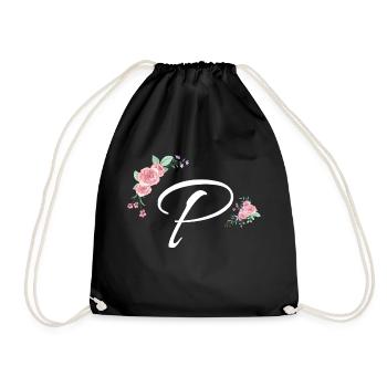 Buchstabe p Blumen - Turnbeutel - Schwarz - Vorne