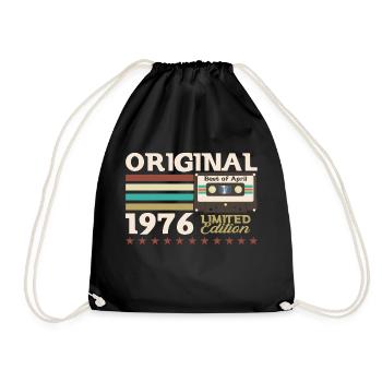 50th Birthday Original Cassette April Vintage 76 - Drawstring Bag - black - Front