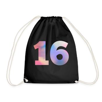 Numéro 16 coloré - Sac de sport léger - noir - Devant