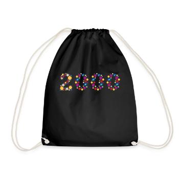 Flowers 2000 - Drawstring Bag - black - Front