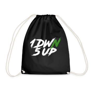 1DWN5UP white - Drawstring Bag - black - Front