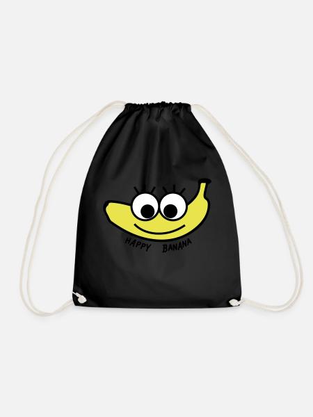 happy banana - Drawstring Bag - black