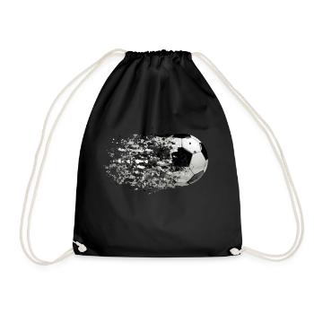 51 Fußball Ball fliegt Spritzer Splash Farbkleckse - Turnbeutel - Schwarz - Vorne