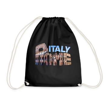 Rom Souvenir Kolosseum Italien Typografie Arena - Turnbeutel - Schwarz - Vorne