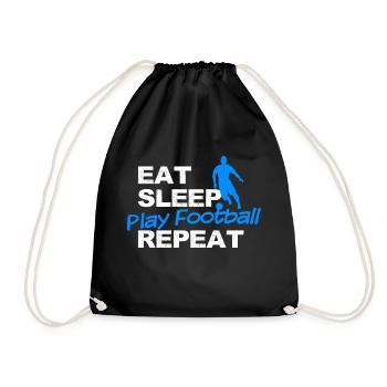 Mangez. Sommeil. Jouer au football. Répétez. - Sac de sport léger - noir - Devant