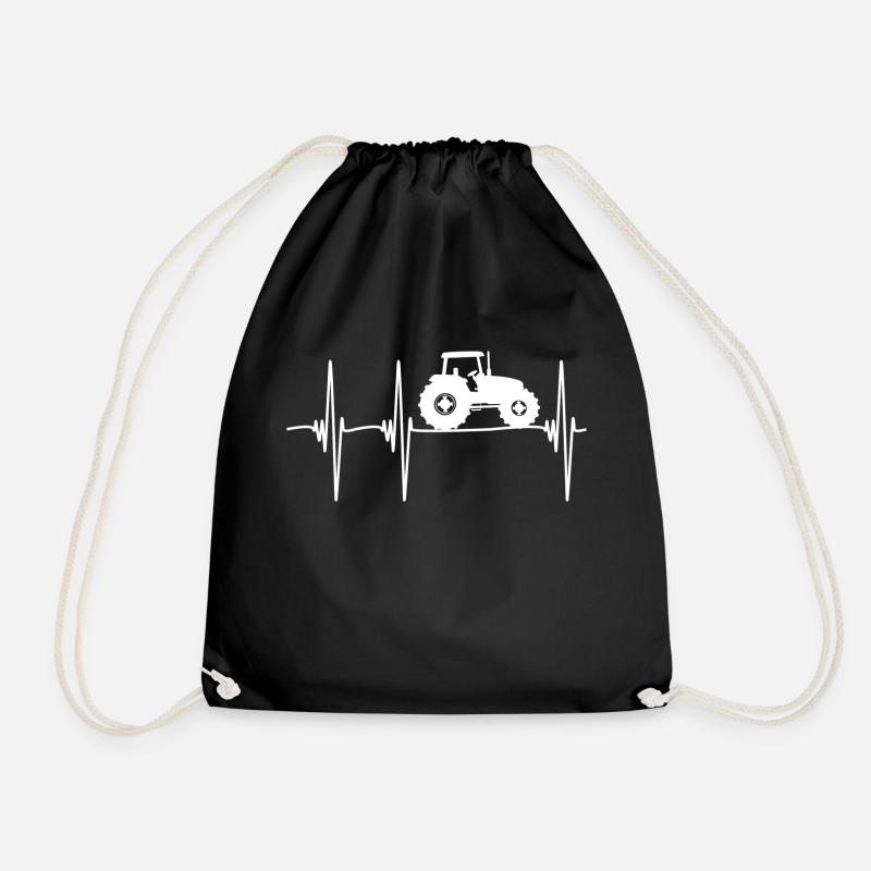 tractor pulse white - Drawstring Bag - black
