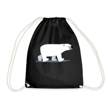 Walking Cartoon Polar Bear - Cheerful Madness!! - Drawstring Bag - black - Front