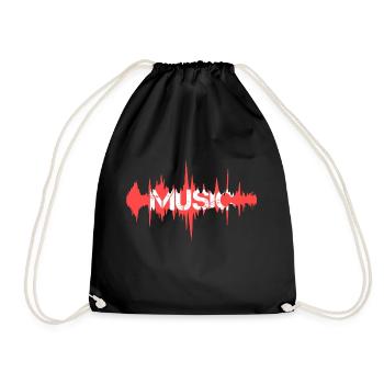 Music Lettering Frequency Frequencies Graphics Red - Drawstring Bag - black - Front