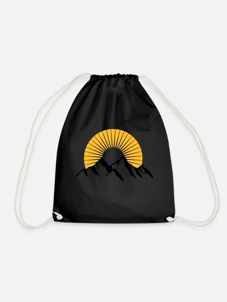 Beautiful mountains with Sun - Drawstring Bag - black