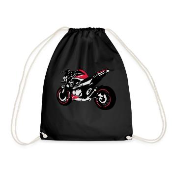 motorcycle Naked Bike - Drawstring Bag - black - Front