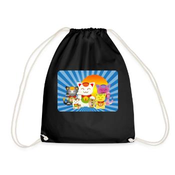 Maneki Neko bunt - Turnbeutel - Schwarz - Vorne