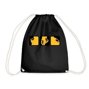 climbing man logos boxes in the evening 3 - Drawstring Bag - black - Front