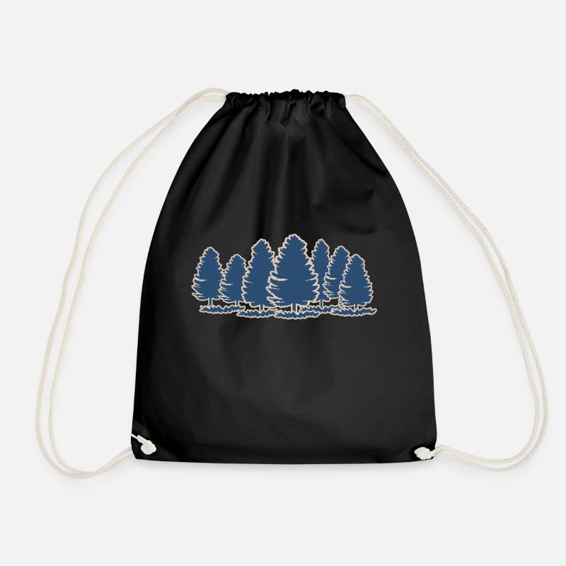 Walking outdoors in the pine forest outdoor gift - Drawstring Bag - black