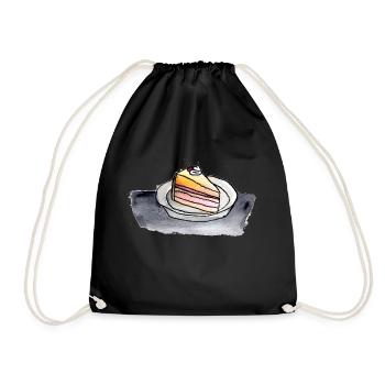 Cake piece, watercolor - Drawstring Bag - black - Front