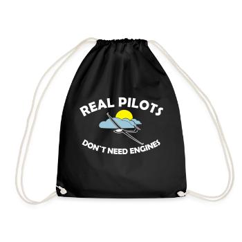 Pilot Segelflieger Segelflugzeug gleiten Geschenk - Turnbeutel - Schwarz - Vorne