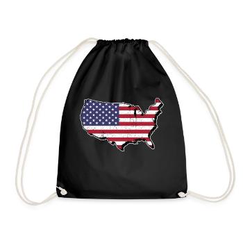 America map with flag - Drawstring Bag - black - Front