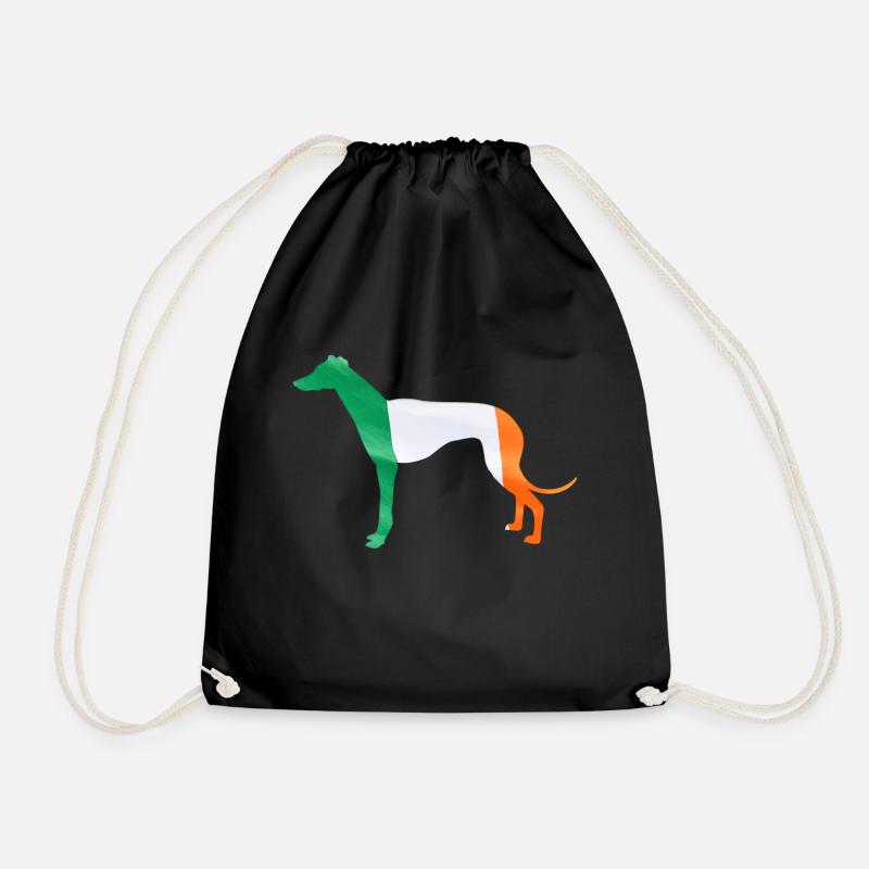 Greyhound Silhouette Irish Pride - Drawstring Bag - black