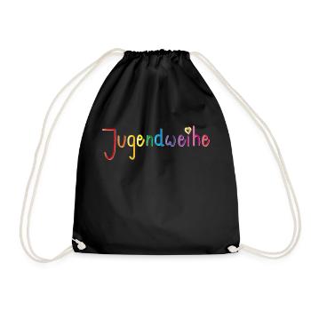 Jugendweihe - Schriftzug mit Herz - Turnbeutel - Schwarz - Vorne
