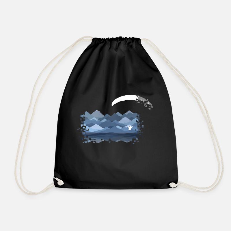 Paraglider Paragliding Mountains Vintage - Drawstring Bag - black