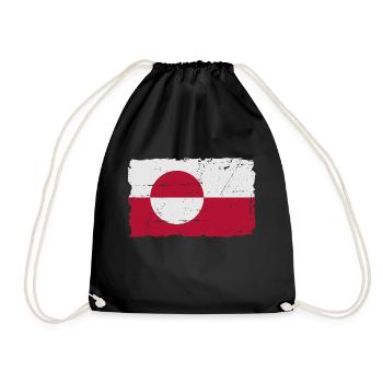 Flag of Greenland - Grönland Flagge - shabby look - Turnbeutel - Schwarz - Vorne