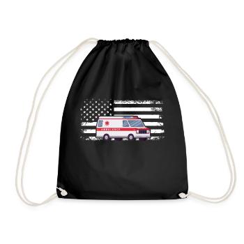 Ambulance Flag Ambulance Parademic EMT - Drawstring Bag - black - Front