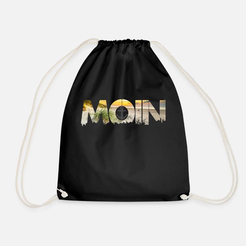 moin beach promenade - Drawstring Bag - black