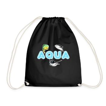 Aqua - Drawstring Bag - black - Front