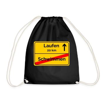 Ortsschild Schwimmen Laufen Sprintdistanz - Turnbeutel - Schwarz - Vorne