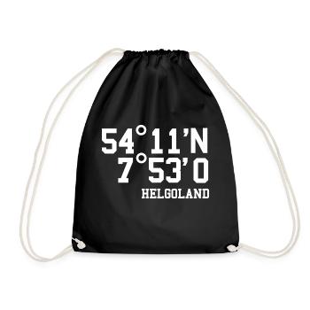 Helgoland Koordinaten Nordsee Urlaub Geschenk - Turnbeutel - Schwarz - Vorne