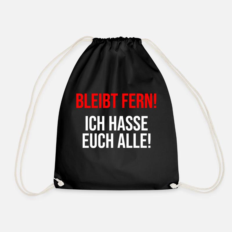 ich hasse Menschen - Turnbeutel - Schwarz