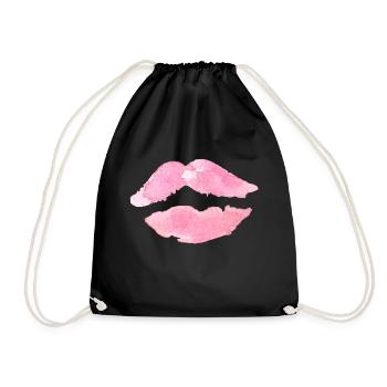 Bouche Lèvres Rose Baiser Idée Cadeau - Sac de sport léger - noir - Devant