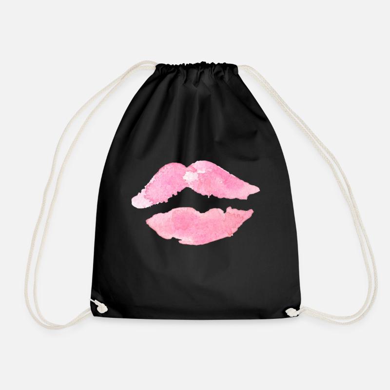 Mund Lippen Rosa Kuss Geschenk Geschenkidee - Turnbeutel - Schwarz