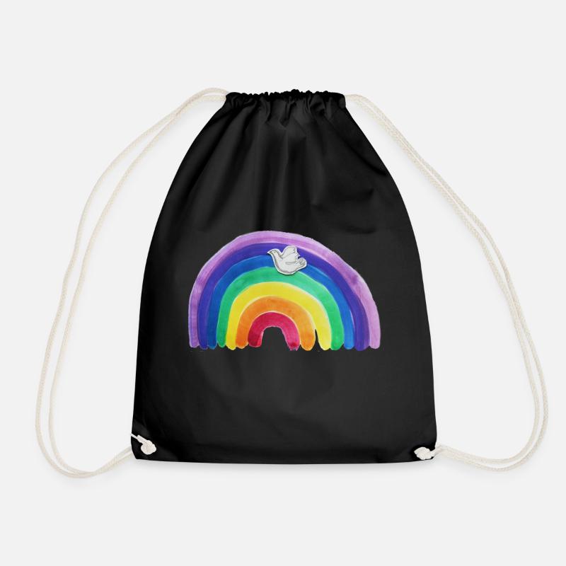 Regenbogen Friedenstaube - Turnbeutel - Schwarz