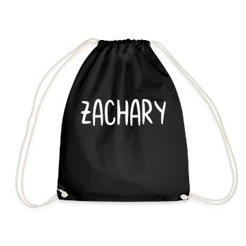 Zachary Custom Name Schriftart Text Geburtstag - Turnbeutel - Schwarz - Vorne