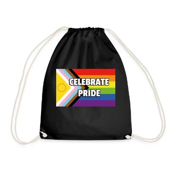 Inclusive Pride Progress Flag CELEBRATE PRIDE - Drawstring Bag - black - Front