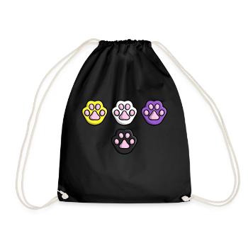 Süße Katze Pfote Nonbinary Flagge Fahne LGBTQ - Turnbeutel - Schwarz - Vorne