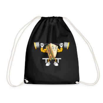 Sandwich Bodybuilding Fitness Gym Gift - Drawstring Bag - black - Front