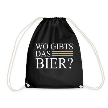 Wo gibts das Bier - Turnbeutel - Schwarz - Vorne