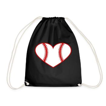baseball heart - Drawstring Bag - black - Front