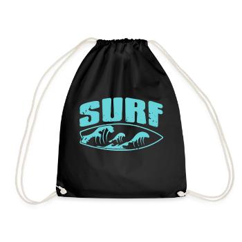 Vintage Surfing In The Waves T-Shirt Present Gift - Turnbeutel - Schwarz - Vorne