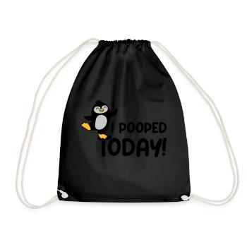 I pooped today Penguin - Drawstring Bag - black - Front