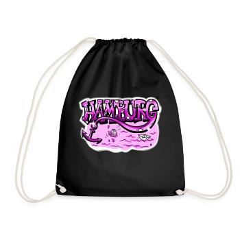 Hamburg Schriftzug pink - Turnbeutel - Schwarz - Vorne