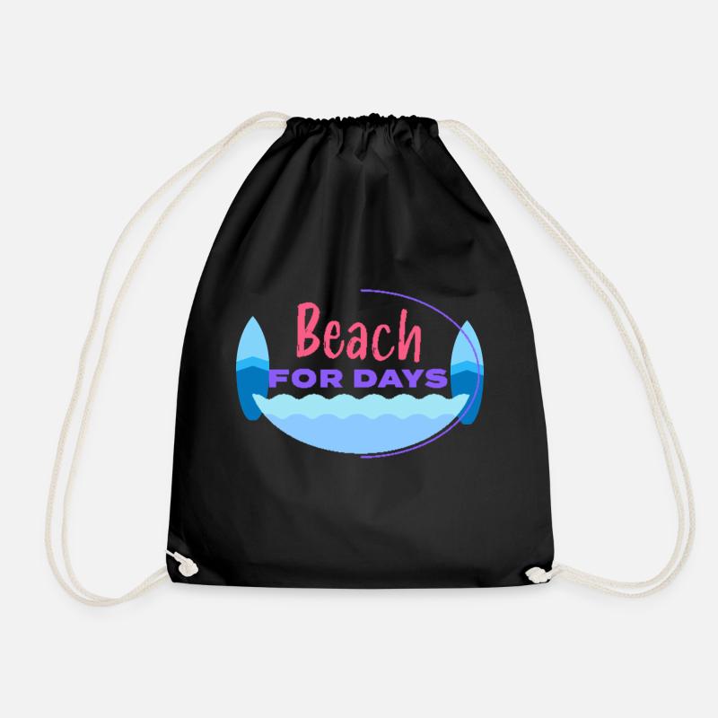 Strand, Strand jeden Tag - Turnbeutel - Schwarz