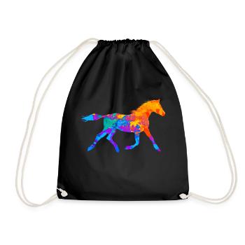 Einhorn Silhouette Einhörner Fabelwesen Splash - Turnbeutel - Schwarz - Vorne
