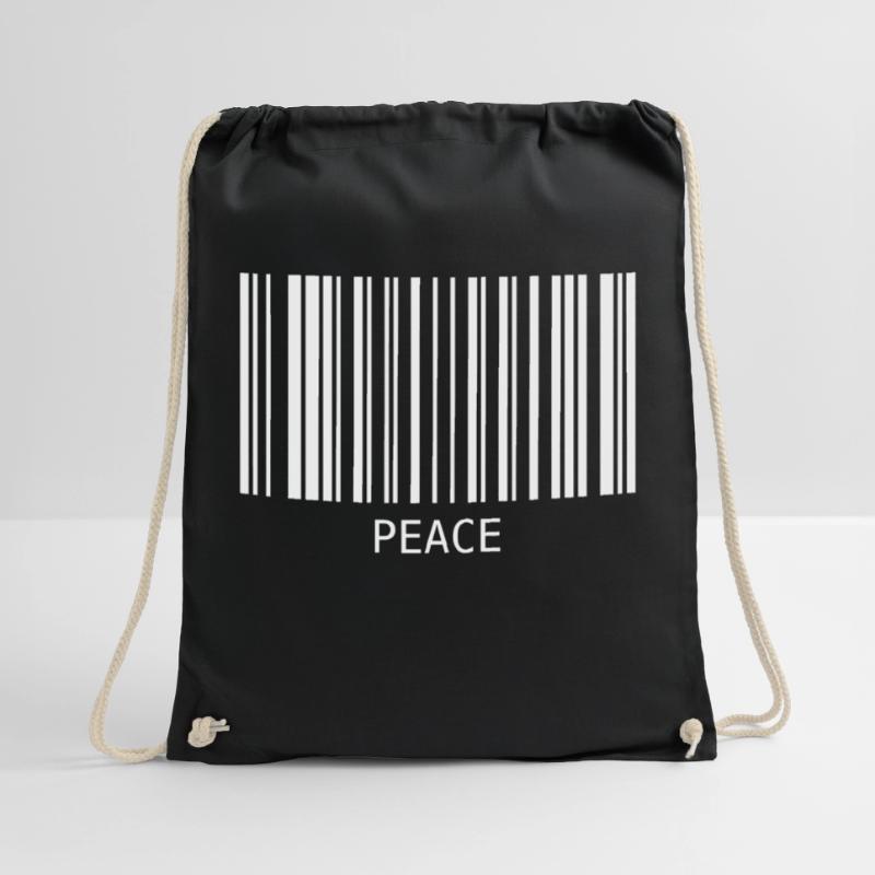 Peace Barcode Friedenszeichen Strichcode Symbol Turnbeutel