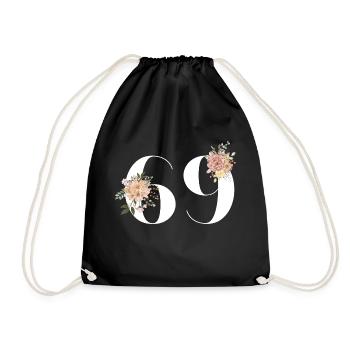 69e anniversaire fleuris (Cadeau de 69 ans) - Sac de sport léger - noir - Devant