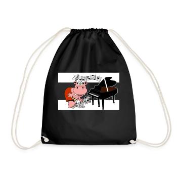 katze piano nilpferd music klavier musik konzert - Turnbeutel - Schwarz - Vorne